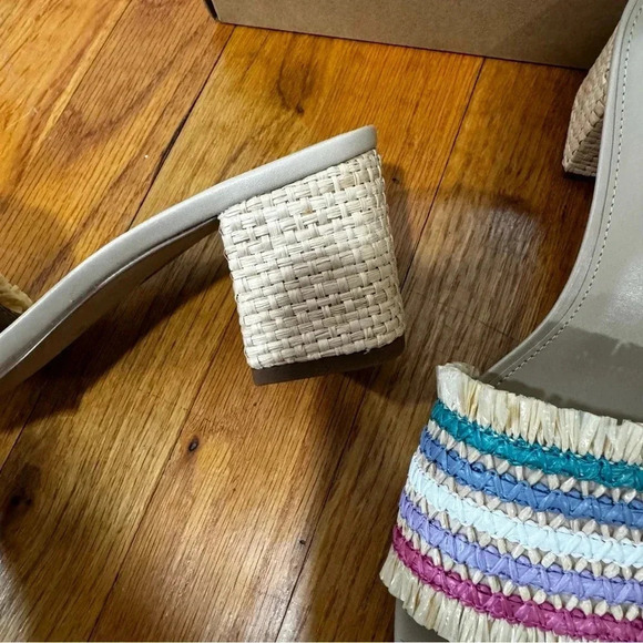 J.Crew Rainbow Raffia Woven mule heels 8 - Picture 5 of 8